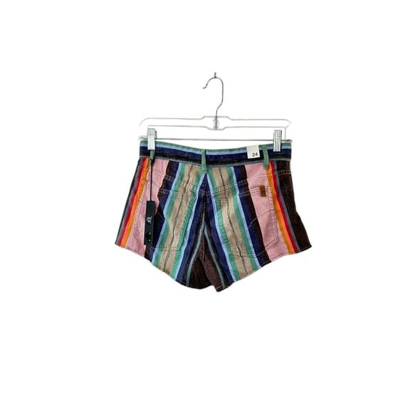 Joe's Jeans Denim Jean Cutoff Multi-Color Striped Waist Low Rise Shorts 24 New - Picture 6 of 7